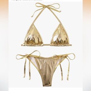 Gold Metallic Bikini Set